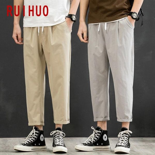 

ruihuo 2020 new straight pants men trousers casual joggers pants men sweatpants hip hop streetwear male plus size m-3xl, Black