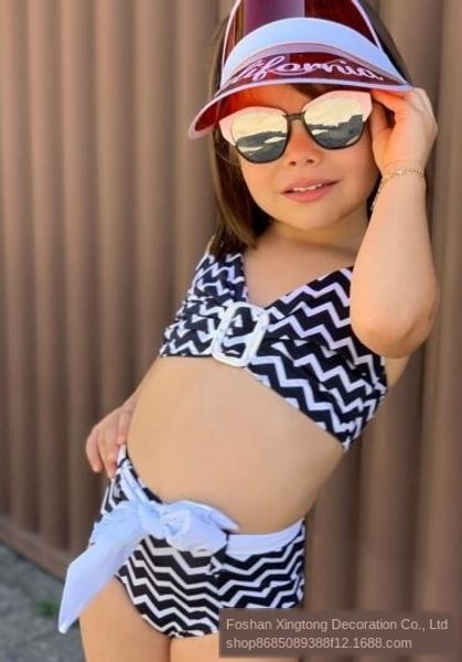 

2020 two-piece 2020 bikini swim bikini children's wear swimsuit children's wear two-piece suit, White;black