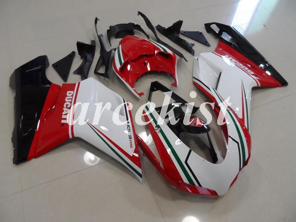 

новый abs инъекция полный обтекатели комплекты fit для ducati 848 evo 1098 1198 1198s 2007 2008 2009 2010 2011 2012 набор body холодный белы