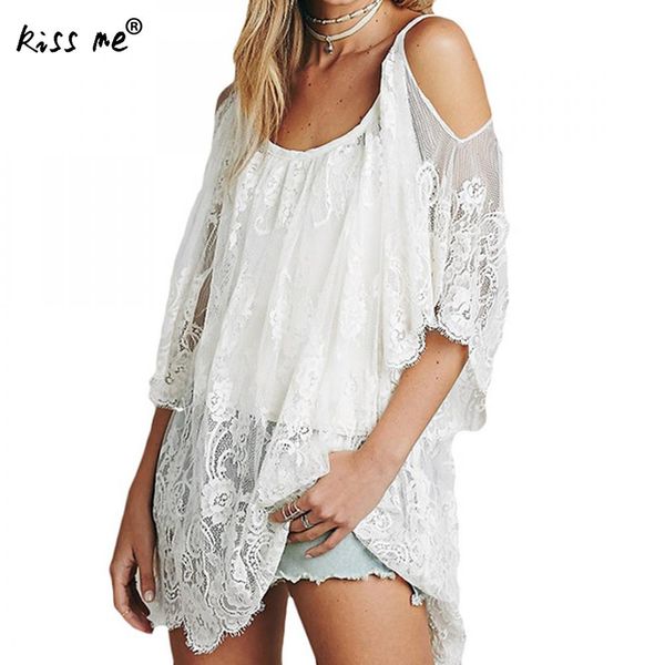 

new summer women bikini cover up floral lace hollow crochet swimsuit cover-ups bathing suit beachwear tunic off shoulder halter, Blue;gray