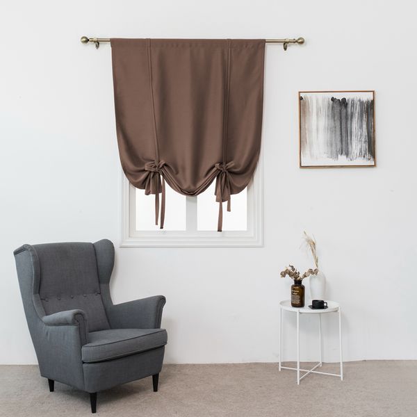 Short Bedroom Double Sided Solid Roman Blinds Tie Up Drapes
