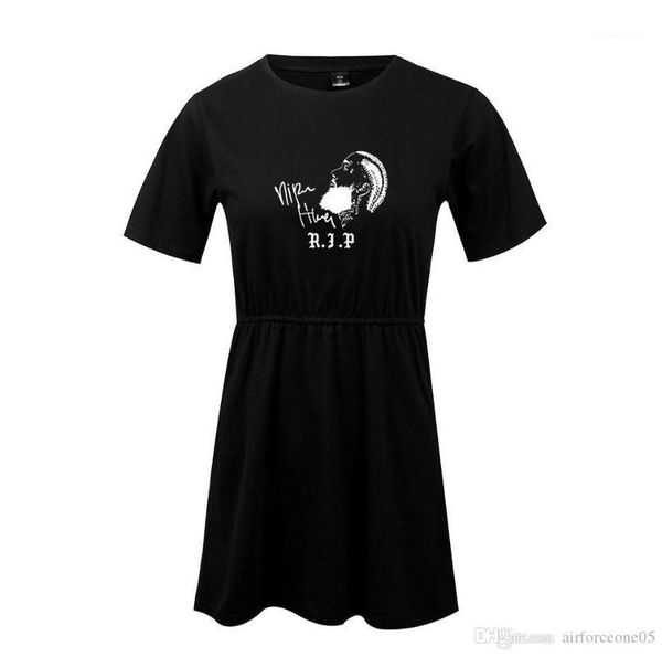 

printed female clothing crew neck a line fashion apparel nipsey hussle womens summer dresses rip 3d digital, White;black
