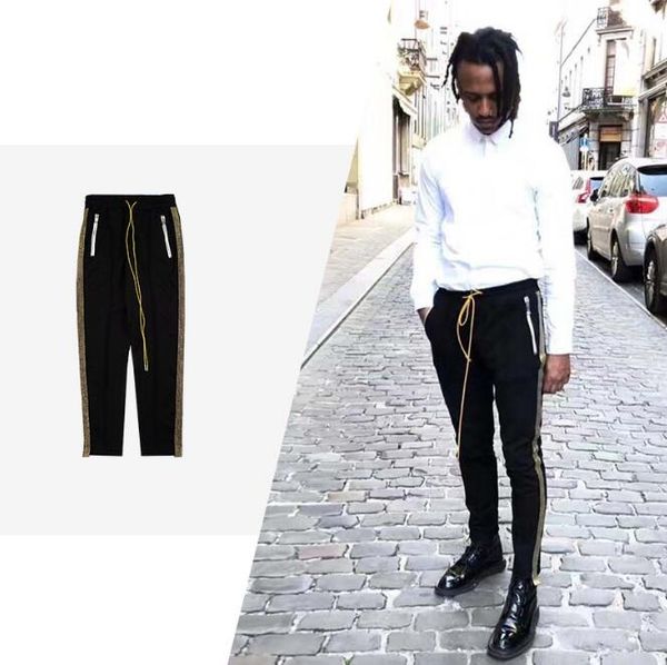 

High Fashion Mens Designer Joggers 2 Colors Stripe Sweatpants Casual Drawstring Jogging Pants for Male Free Shipping