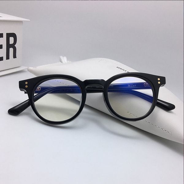 

korean brand round vintage quality acetate eyeglass frame milan long temple women men for prescription lens, Black