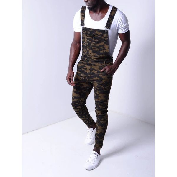 

mens jeans jumpsuit camo casual male denim bib pants overalls streetwear man camouflage print harem pant jumpsuits overall y, Blue