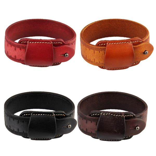 

unique ruler design women men pu leather bracelet bangle wrist band cuff, Golden;silver