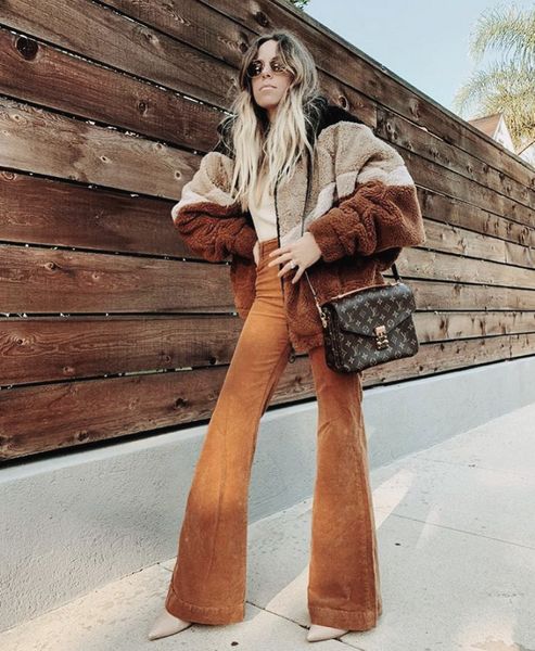 

womens pants 2019 spring and autumn new fashion flare pant retro style corduroy trouser street style pink pants, Black;white