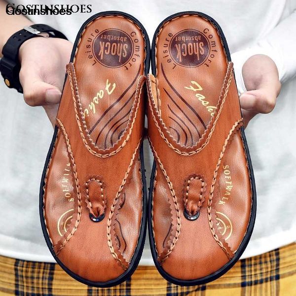 

sandel for men sandalias para hombre closed toe daily casual sandale chaussure homme fashion summer shoes cowhide, Black