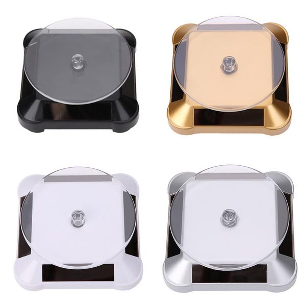 

solar 360 turntable women watch stand rotating ring display stand abs watch necklace jewelry holder rack for men reloj, Black;blue