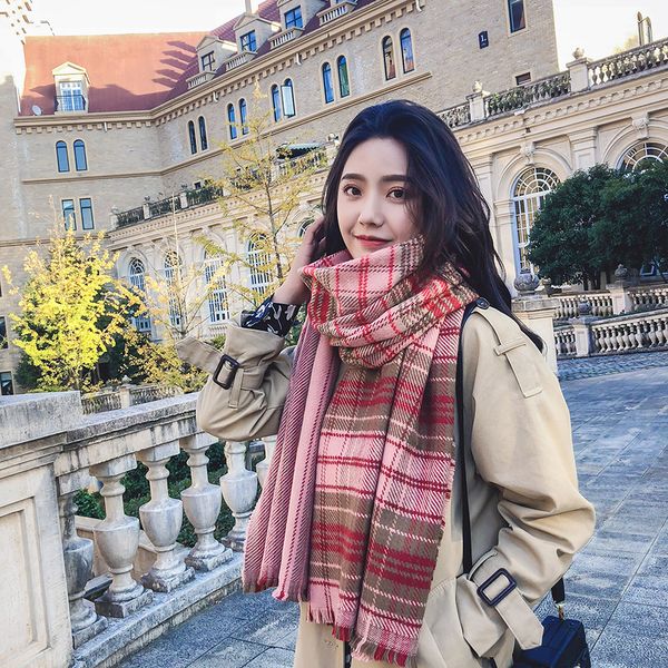 

2019 shawl scarf autumn winter generous the brand new fashion acrylic pure colorful fashion cashmere tassel shawl keep warm