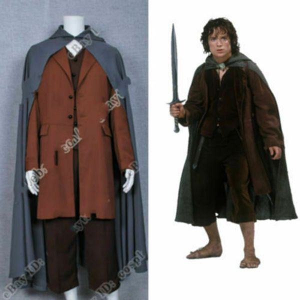 

lord of the rings cosplay frodo baggins clothing cloak jacket full set, Black;red