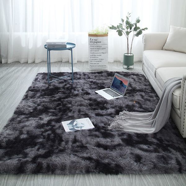 

european long hair fashion bedroom carpet bay window bedside mat washable personality blanket gradient color living room rug