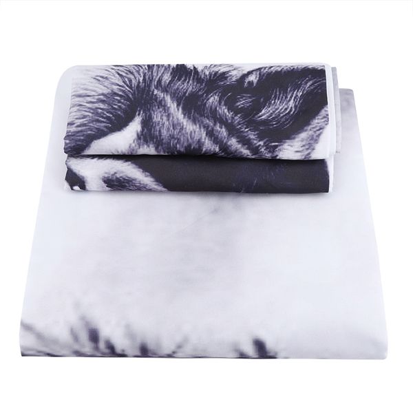 

3pcs polyester duvet cover reactive printing wolf pattern three-piece set