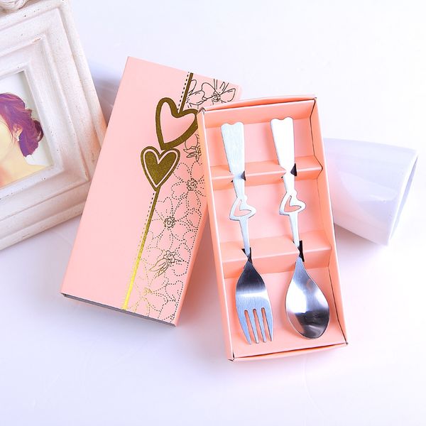 

100pcs spoons and forks in gift box perfect pair coffee dining tableware set party souvenirs wedding gifts for guest