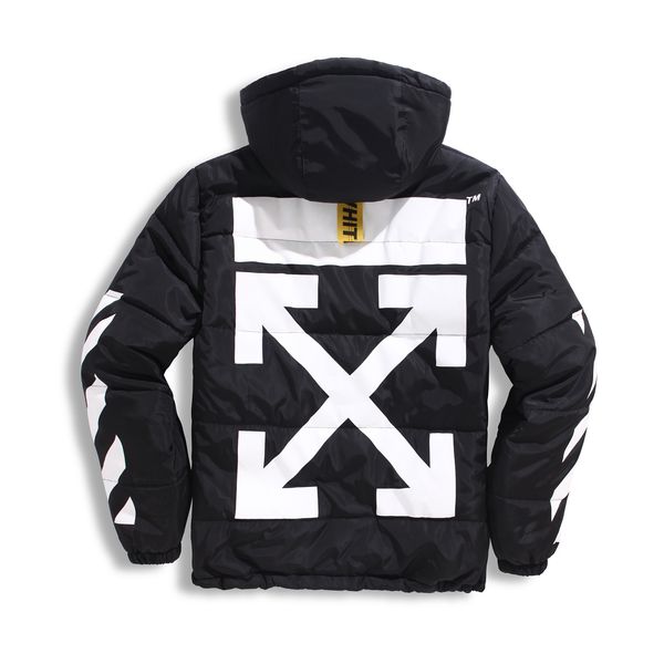 

2019 autumn and winter men 039 ca ual hooded jacket arrow arm triped thick cotton coat