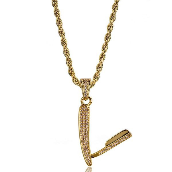 

razor shape gold-plated zircon hip-hop chaozhou necklace, Silver