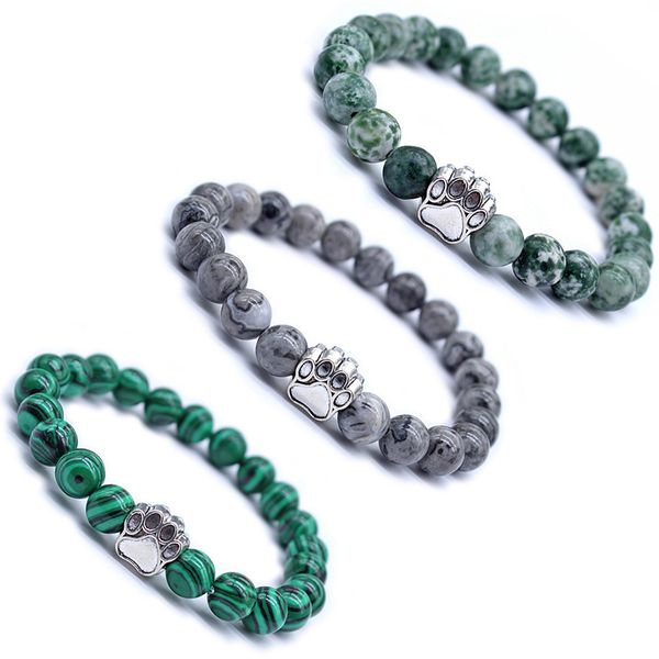 

8mm summer style cute bracelets for women men natural stone elastic friendship bracelet beach jewelry pulsera de mujer, Golden;silver