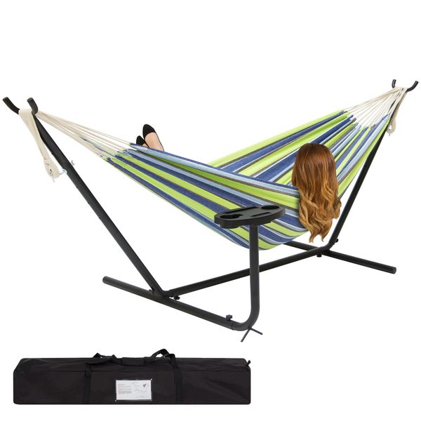 

Bcp double hammock et w tand cup holder tray and carrying bag red tripe