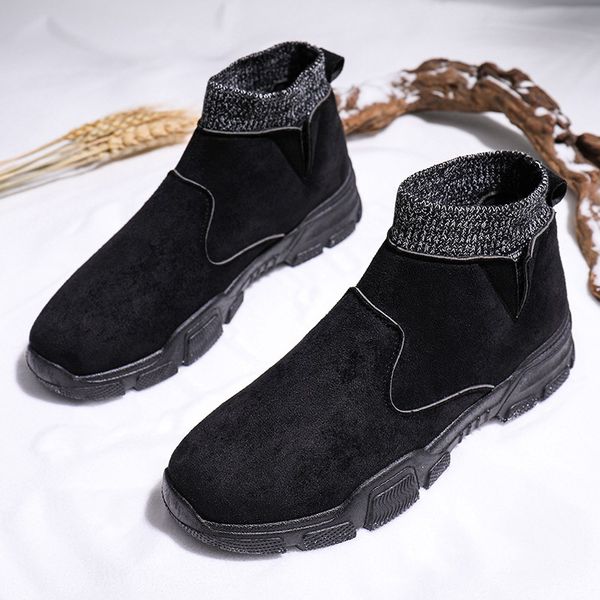 

new 2019 autumn early winter shoes men suede boots fashion brand casual man leather chelsea boots men ankle boots a1853, Black