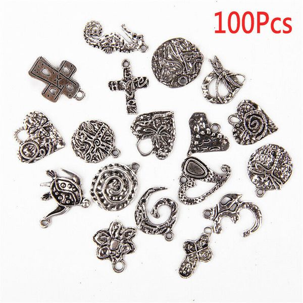 

100pcs/set new tibetan silver color charms mixed shape metal charms for jewelry making, Bronze;silver