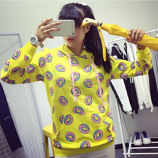 

sytiz bts kpop cute donuts printed hoodies pocket patch long sleeve hoody pull sweatshirt women winter fashion femme tracksuit tide, Black