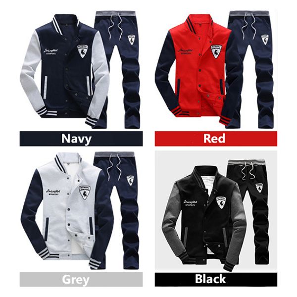 

мужские костюмы дизайнера моды контраст цвета с длинным рукавом стенд воротник спортивные костюмы мужские люкс спорт стиль одежды, Gray