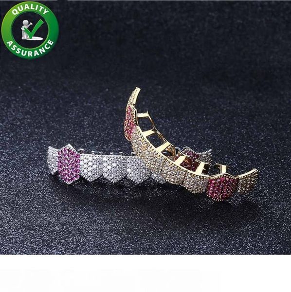 

teeth grillz hip hop jewelry mens gold grill teeth all iced out luxury designer zirconia grills mouth caps bottom grill party gift punk, Black