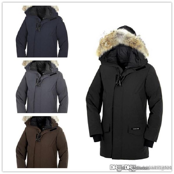 

19ss канада бренд дизайнер куртка новый толстый теплый и ветрозащитный водонепроницаемый длинный отрезок тонкой сплошной цвет утка пуховик, Black