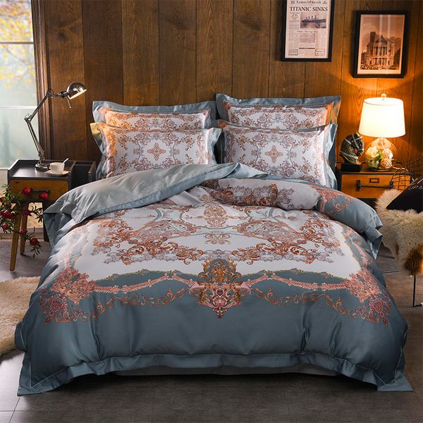 Blue Purple Egyptian Cotton Bohemia Bedding Set Mandala Queen King