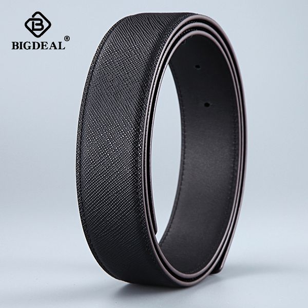 

men belt body strap genuine leather belt without buckle belts for men male smooth buckle waistband business, Black;brown