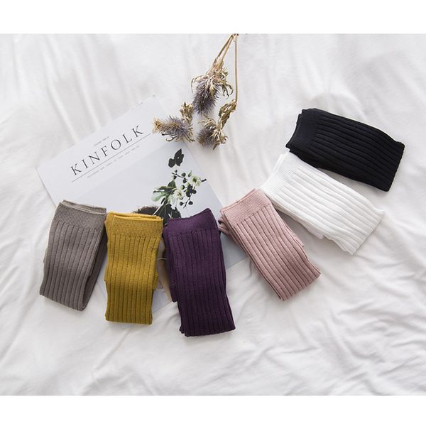 

1 pair toddler girls boys cotton solid candy color tights baby cute winter autumn warm 0-5y pantyhose, Black;white