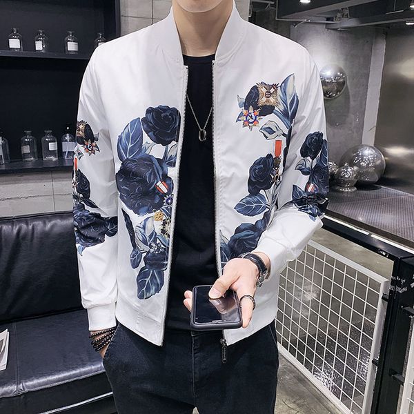 

2020 luxury print jackets men spring fashion bomber jacket casual slim fit men's coat streetwear social outwear clothing, Black;brown