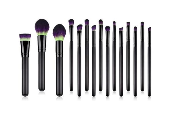 

beauty tools 15pcs makeup brushes set foundation black wooden handle brush
