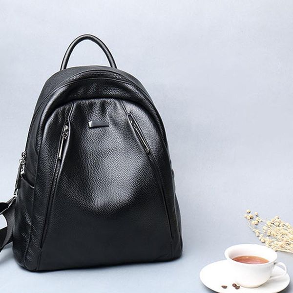 

dusa2019 genuine both shoulders ma'am joker cowhide backpack soft leather bag guard against theft woman package tide