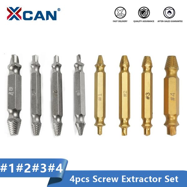

xcan damaged screw extractor 4pcs broken speed out easy out bolt stud stripped screw remover tool drill bit
