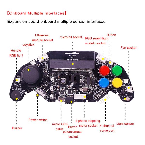 

micro:bit gamepad expansion board handle microbit robot car joystick stem toy programming game controller(withou micro:bit board