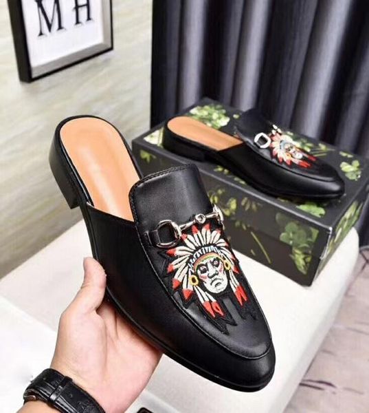 

2019 latest electric embroidered lady semi trailer comfortable leather mop black size 38-441