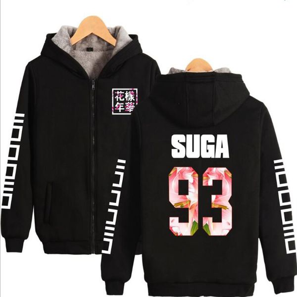 

зимняя куртка женщин бтс kpop bangtan boys suga jimin v jungkook jhope утолщение теплый капюшоном на молнии толстовка толстовки 4xl, Black