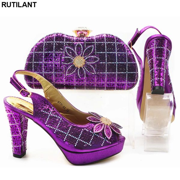 

designer shoes women luxury 2019 italian ladies shoes and bags to match set decorated with rhinestone plus size women heel, Black