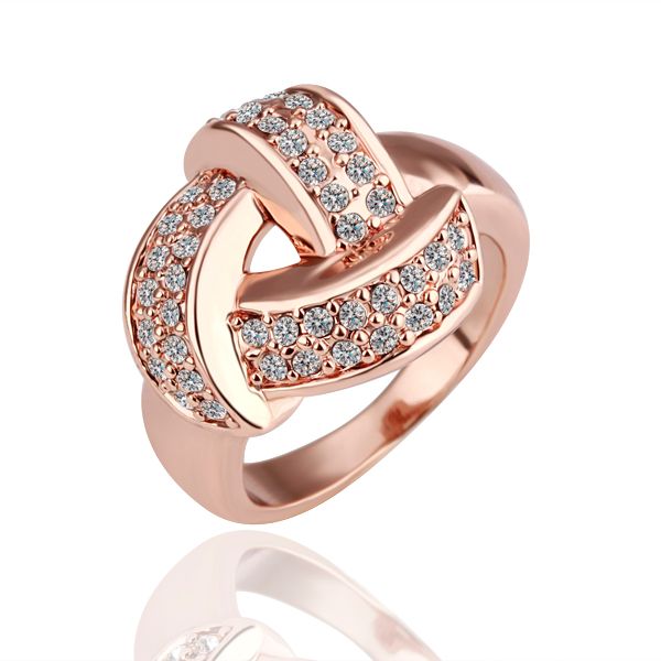 Clássico 18k rosa banhado a ouro feminino elegante anéis de banda de casamento genuíno cristal austríaco moda traje jóias para mulher