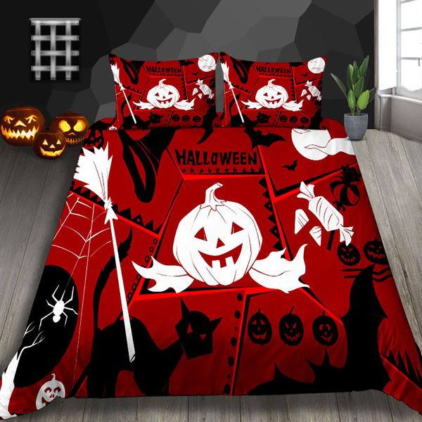 Pumpkin Monster Print Bedding Set Halloween Decoration Duvet Cover
