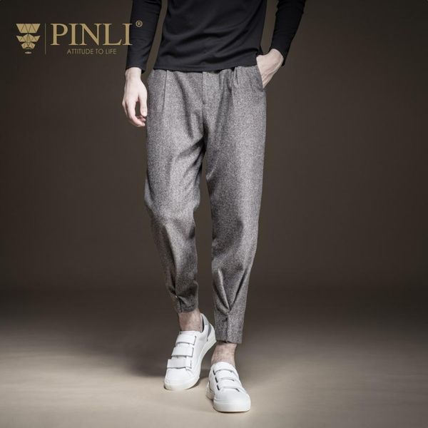 

jogger harem pants mid skinny sweatpants pinli product set new men's casual 2019 winter feet thick haroun cloth beam foot long, Black