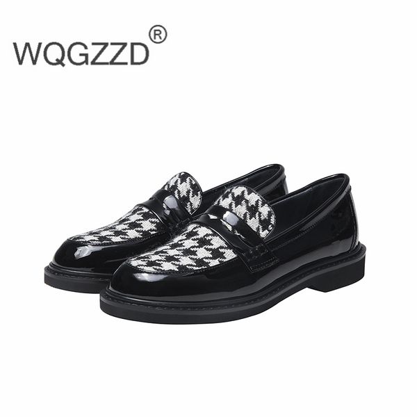 

2020 spring women flats patent leather loafers casual flat shoes women zapatos de mujer, Black