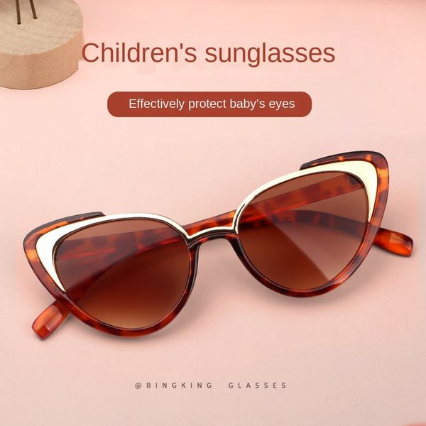 

2020 sun sun ins wind children's sunglasses metal cat's eye children's sun glasses, Blue