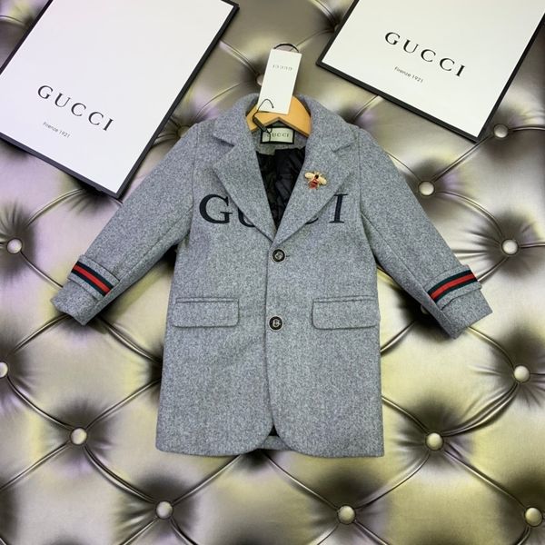 

high-end customization boys children's autumn new leisure time tweed medium length cotton coat 101612, Blue;gray