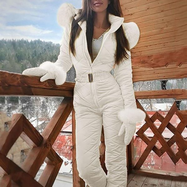 

winter skisuit women casual thick snowboard skisuit outdoor sports zipper casacos de inverno feminino 1.3, Black;white