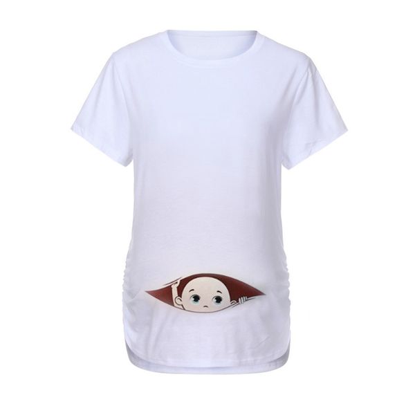 

women maternity short sleeve cartoon print t-shirt pregnancy clothes for pregnant women in maternity blouses sale, White