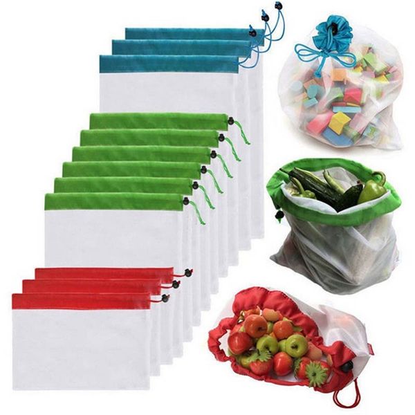 

fruit vegetable toys mesh bags for grocery shopping sundries organizer storage bags 3pcs/12pcs/15pcs reusable produce