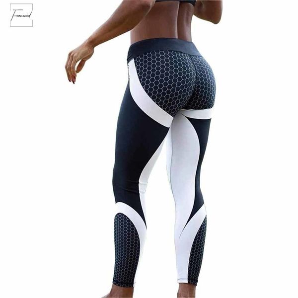 

pants mesh pattern print leggings fitness print for women sporting workout leggings leggins jogging elastic slim black white