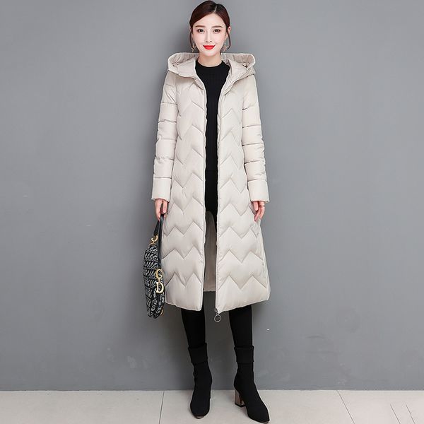 

абригос мухер элегантный абрикоса с высоким воротником хлопок пальто с узором волна для похудения длинный теплый вниз хлопка пальто z420 ком, Black